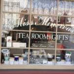 View of window of Miss Minerva's Tea Room in Culpeper, VA