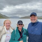Joyce Dyck, Jeanne Chambers, and Derick Malis on a cruise of Killary Harbour.
